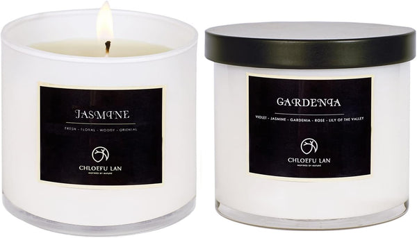 Chloefu LAN Valentines Scented Candles Gifts for Women, Gardenia and Jasmine 7.1oz, 2 Pack