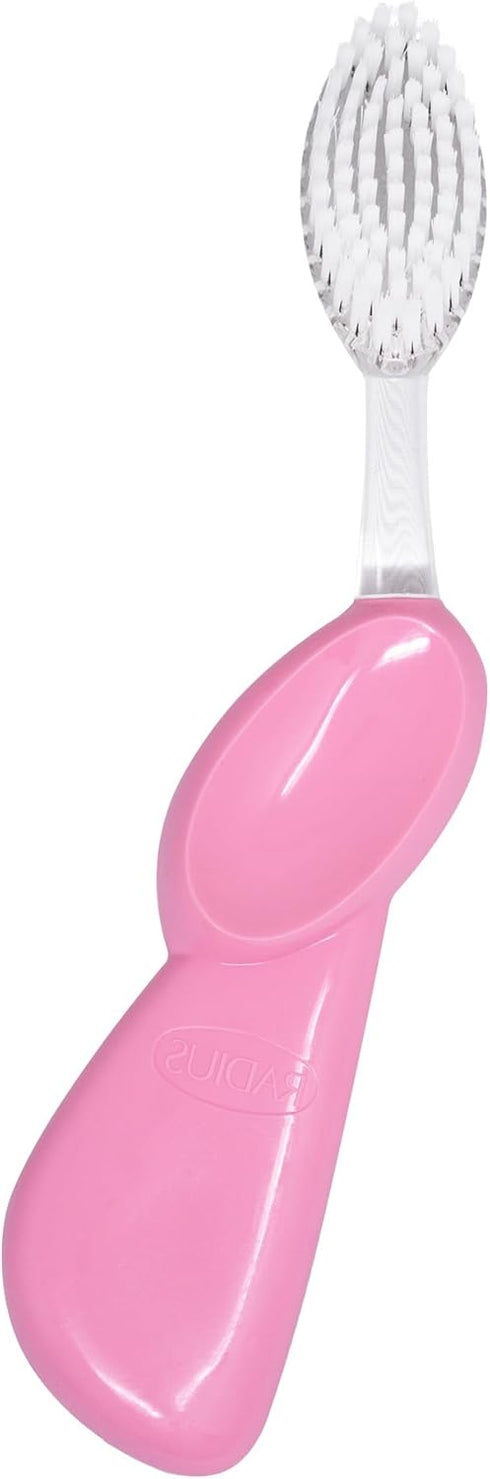 RADIUS Toothbrush Big Brush with Replaceable Brush Head BPA Free ADA Accepted - Left Hand - Pastel Pink Brush