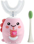 Kids Electric Toothbrushes, U Shaped Ultrasonic Toothbrush, Rechargeable with Smart Timer, IPX7 Waterproof Design (Pink)