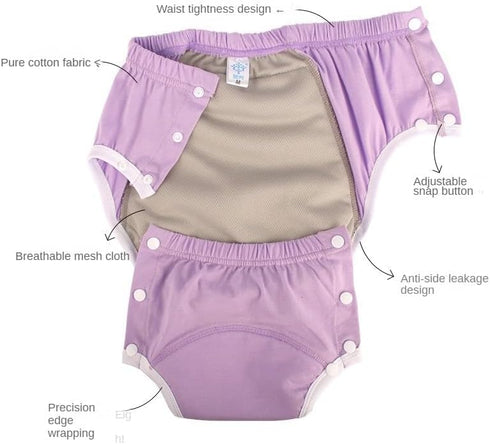 LEEMOOCARE Cotton Incontinence Pants for Adults: Washable, Breathable, Adjustable Leak-Proof Underwear for Elderly