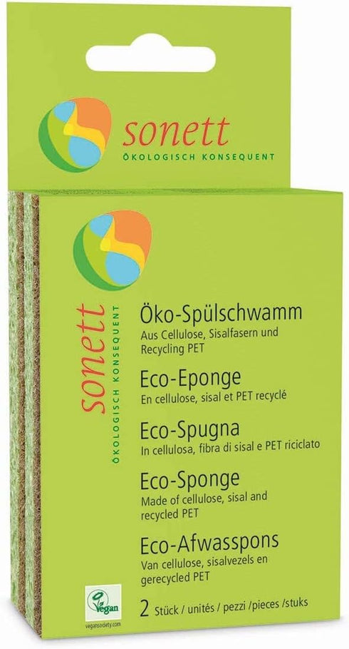 Sonett Natural Compostable Eco Sponges for Dishes Scratch Free for Kitchen and Bathroom (Pack of 12) by Sonett