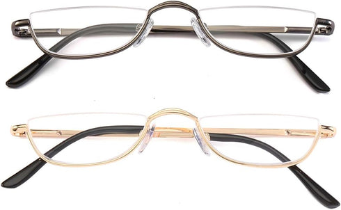 Half Frame Reading Glasses - Half Moon Readers with Spring Hinge for Men Women