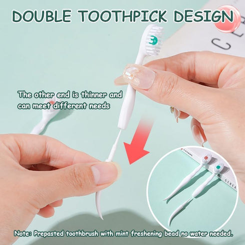 JOUGE 20pcs 20) Mini Brushes-Disposable Toothbrushes with Toothpaste Portable for Work Travel Camping Hiking