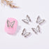 20pcs Silver Butterfly Nail Charms, 3D Metallic Rhinestones for Acrylic Nails, Shiny Crystal Charms for Women