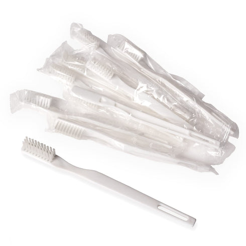 FRESHMINT Adult Toothbrush, 30 Tuft Soft Nylon Bristle, 144 Pack Individually Wrapped