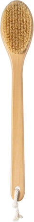Bamboo Long Handle Back Scrubber Brush - Dry Body Scrubber for Skin, Blood Circulation, Cellulite Treatment