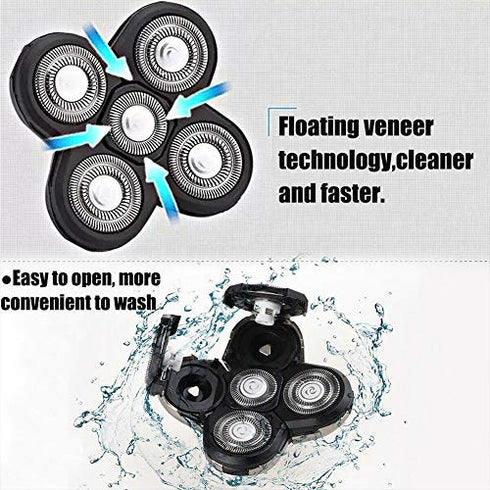 Shaver Blade Heads for 5 Heads Razor | Electric Razor Replacement Blades for Head and Face