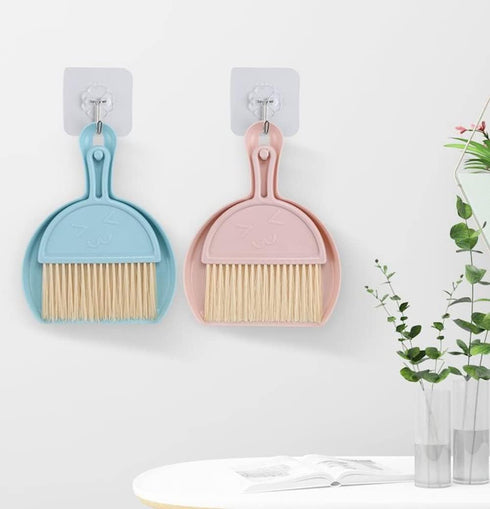 Small Broom and Dustpan Set, Mini Clean Brush with Dust Pan for Desktop, Cute Hand Broom Set (3PCS)