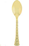 EcoQuality Gold Hammered Disposable Plastic Table Spoon - Heavy Weight Plastic Gold