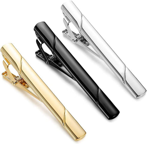 Minimalist Metal Tie Clips for Men, Simple Tie Clip Bar Pinch Clasp for Business Wedding Party Formal Occasions, Gold
