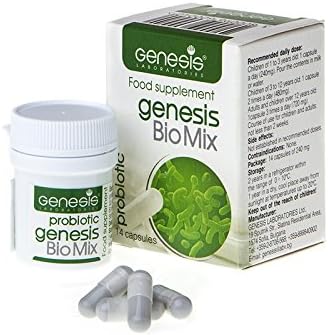 Genesis Biomix Probiotic, 14 Capsules of 240 Mg, travel pack with Lactobacillus and Bifidobacterium Strains