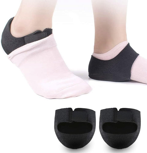 Plantar Fasciitis Heel Cups, Updated Version Protectors Sleeves Pads for Pain Relief, Spur, Cracked Heels (Black)