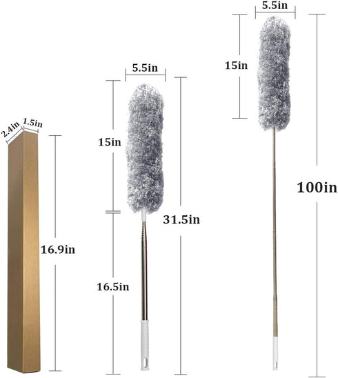 DELUX Extendable Microfiber Feather Duster with 100 Inch Long Pole, Bendable Head & Long Handle for Cleaning