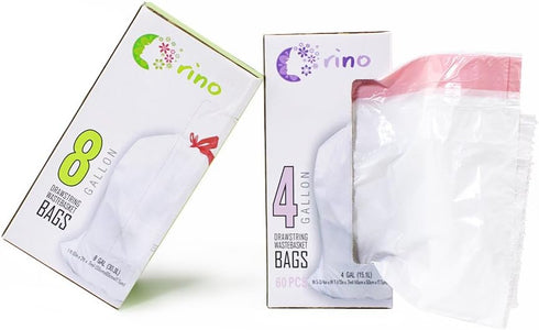 Orino 4 0.7 60 Count Ultra Strong Small Garbage Bags for Car Bath Room and Office Gallon Drawstring Can Liner mil White