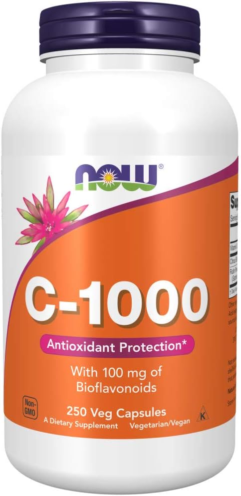 Now Foods C 1000, 250 Capsules - Vitamin C Supplement for Immune Support
