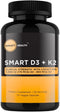 Vitamin D3 + K2 - 7000 IU D3 + 500 MCG K2 - Bone Health & Immune Support - Gluten Free, Vegan, Non-GMO - 30 Veggie