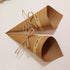 50Pcs Kraft Paper Cones for Bouquet Wrapping, Wedding Confetti Candy Gift Flower Holder with Hemp Ropes for DIY Decor