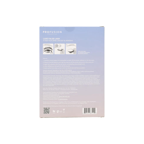 Profusion Cosmetics Frosted Snow Sparkle 4 Pair Luxe False Lash Set, Vegan Lightweight Lashes for Natural Looks