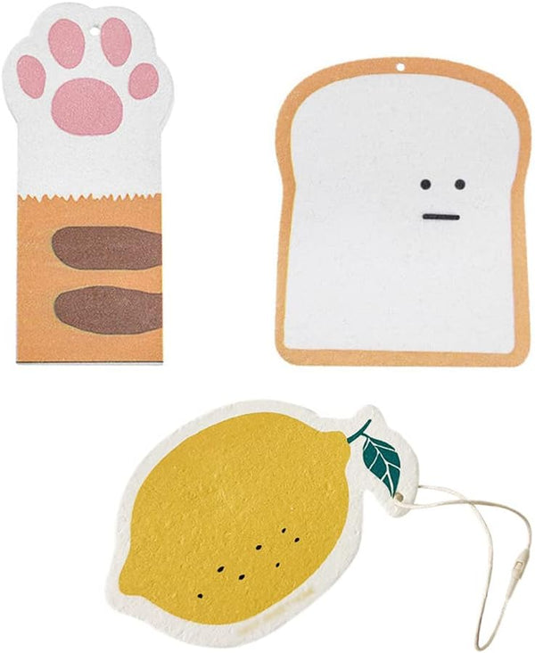 Biodegradable Cellulose Compressed Sponges, Cute Cat Paw Lemon Kitchen Wood Pulp Cleaning Sponges, 3 Packs