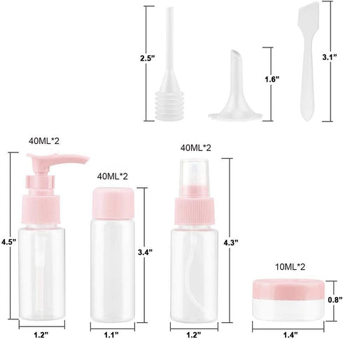 Vitog Travel Bottles Kit, TSA Approved Leak Proof Portable Toiletry Containers Set, Clear PET Flight Size, Set of 11