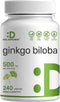 DEAL SUPPLEMENT Ginkgo Biloba 500mg - 240 Capsules, 4 Month Supply, Extra Strength for Promoting Brain Function