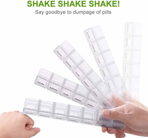 Partsmojo 7 Pill Organizer Daily Case US Stock Weekly Portable Extra Large Day Box Clear