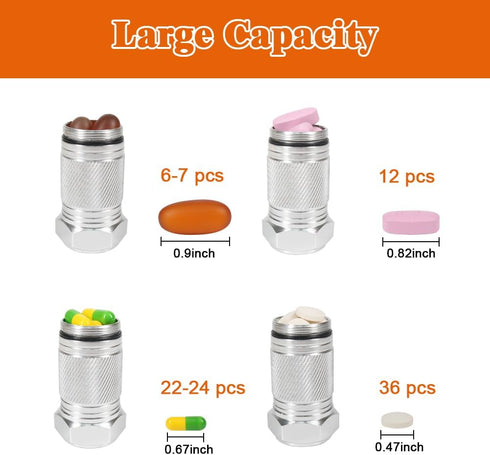 Shintop 2PCS High Capacity Aluminum Keychain Waterproof Pill Container