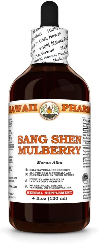 Hawaii Pharm Sang Shen Mulberry (Morus Alba) Dry Fruit Tincture, All Natural, Vegan, Pure
