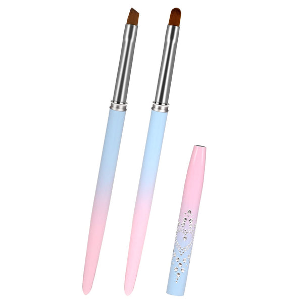 Nail Art Clean Up Brush, 2Pcs Round & Angled Nail Polish Brushes for Professional Nail Art Design