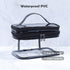 Clear Makeup Case, Transparent Double Layer Toiletry Bag, Waterproof PVC Travel Cosmetic Case for Skincare (Black)