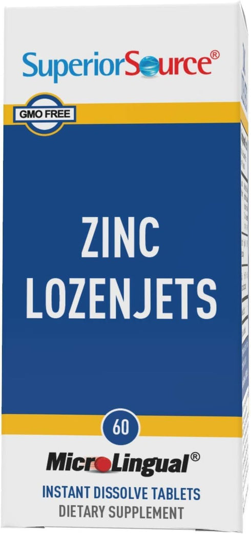 Superior Source Zinc Lozenjets | Zinc (5 mg), Vitamin C (15 mg) | Quick Dissolve MicroLingual Tablets, 60 Count