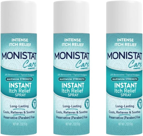 Monistat Instant Itch Relief Spray for Women, Maximum Strength Feminine Care, 2 oz (Pack of 3)