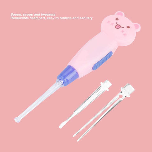 ViaGasaFamido Kids' Pink Cartoon LED Ear Cleaner with Replacement Head