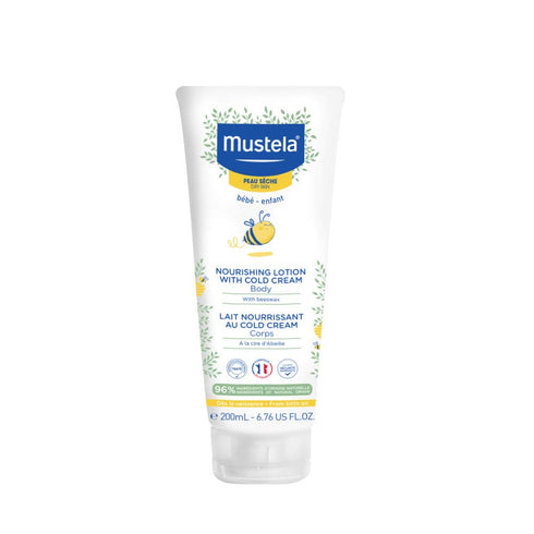 Mustela Baby Nourishing Lotion, Daily Body Lotion for Dry Skin with Natural Avocado, Cold Cream & Beeswax, 6.76 fl. oz.