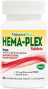 Natures Plus Hema-Plex Iron - 30 Slow-Release Tablets with 85 mg Elemental Iron + Vitamin C, Vegan
