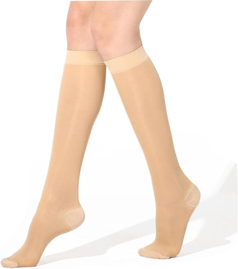 WOGOSVOR Sheer Compression Socks 15-20 mmHg Support Stockings Hose (Nude, S/M)