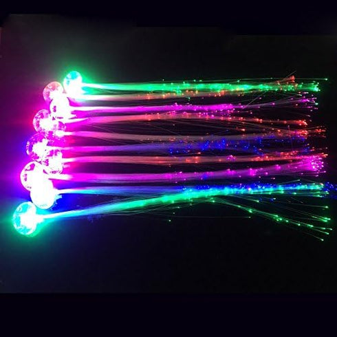 LED Flashing Fiber Optic Hair Accessories, Multicolor Changing Barrettes for Party, Dancing, 10 Pieces