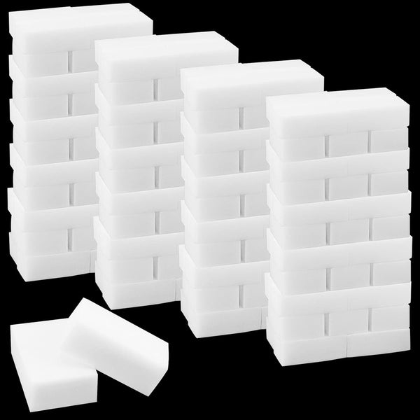 100 Pack White Melamine Foam Sponge Cleaning Pads, Lightweight Non-Scratch Scrub Sponge for Kitchen and Furniture