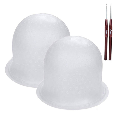 Highlight Caps with Coloring Hair Hook, 2 Packs of Frosting Coloring Cap, Professional Salon Silicone Hairdressing Tools