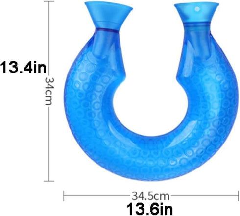 ORTOLY 1.6L LEIRUO U-Shaped Hot Water Bottle with Cover PVC Hot and Cold Water Bottle Neck & Shoulder Hot Water Bag