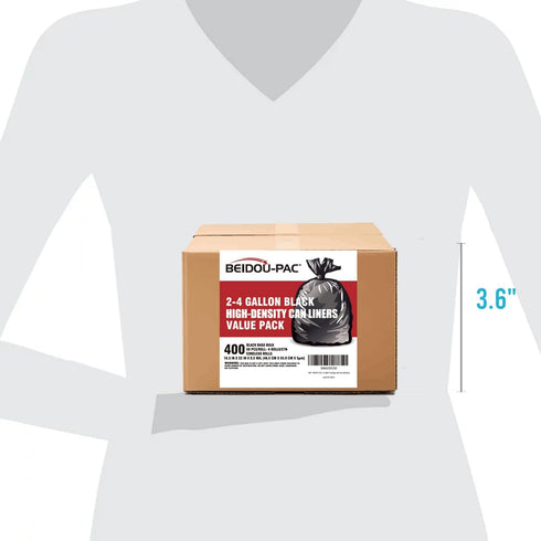 2-4 Gallon Trash Bags, 400 Count Black Garbage Bags, Small Trash Can Liners for Bathroom, Office, Industrial, and