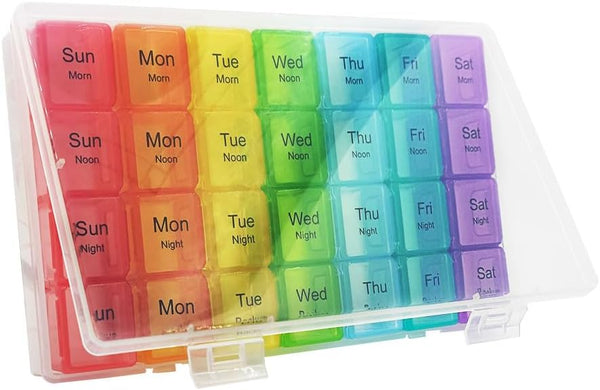 SHUNCHG Large 7 Day Weekly Pill Organizer,4 Times a Day with Moisture-Proof Design,Portable