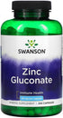 Swanson Zinc Gluconate - Mineral Supplement for Prostate Health, Vision Health, & Immune Support - 250 Capsules, 50mg