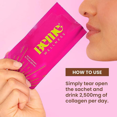 BeMe Liquid Collagen Drink, Be Radiant (Berry) - Drinkable Supplement with Collagen Peptides, Biotin, Vitamin C