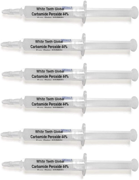 White Teeth Global Teeth Whitening Gel 44% Carbamide Peroxide, 6 Tooth Bleaching Gel Syringes