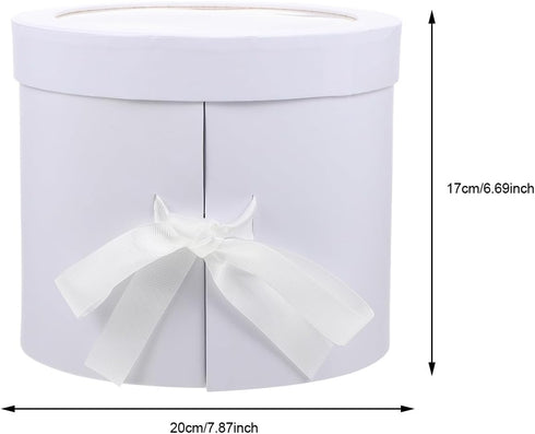 Packaging balacoo Double Layer round Flower Box for Fresh Flower Arrangement, White Floral with Lid, Suitable