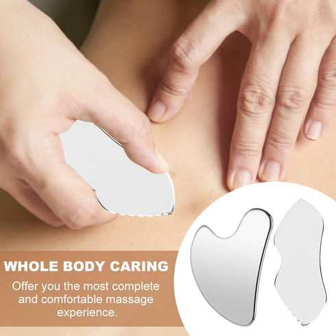 Mellisore Set, 3Pcs Stainless Steel Gua Sha Tool Facial & Body Gua Sha for Jawline Sculpting, Lymphatic Drainage
