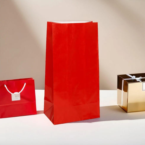 Ruby Red Party Paper Bag | 10" x 5", 12 Pcs