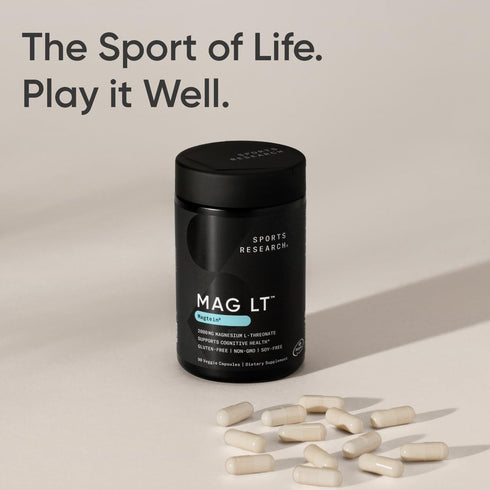 Sports Research Magtein Magnesium L-Threonate Capsules - Supports Memory, Focus & Cognition - 2000mg, 90 Capsules