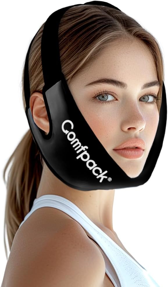 Wisdom Teeth Ice Pack Head Wrap - Reusable Hot Cold Gel Face Pack with Ear Hole Design for TMJ Pain Relief,